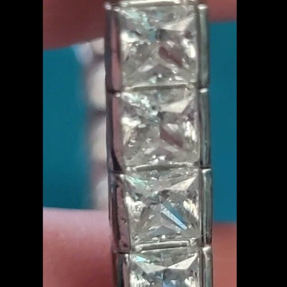 20Ct Square Cut Lab Created Diamond Tennis Bracelet 14K White Gold Plated Silver - Picture 2 of 5